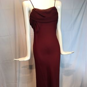 Fiesta long cowlneck top gown in burgundy